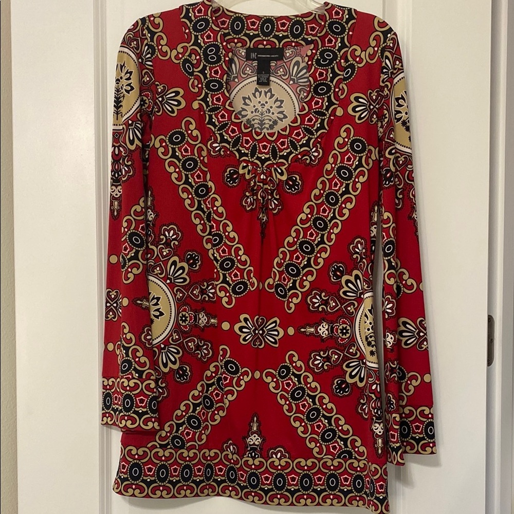 Women's Red Patterned Tunic - image 1